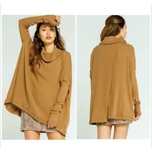 Free People Juicy Long Sleeves Top Sz M Canyon Moon Split Back Oversized Tunic
